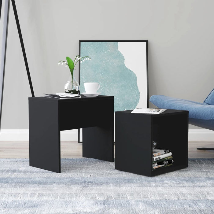 Set măsuțe de cafea, negru, 48x30x45 cm, lemn prelucrat WALTI