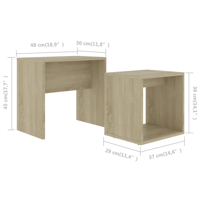 Set măsuțe de cafea, stejar Sonoma, 48x30x45 cm, lemn prelucrat WALTI