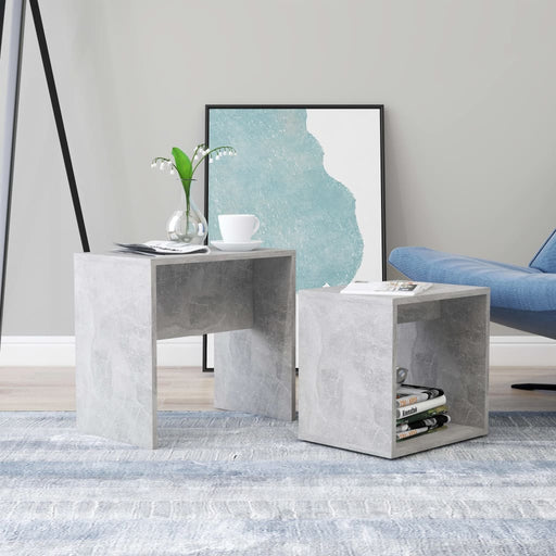 Set măsuțe de cafea, gri beton, 48x30x45 cm, lemn prelucrat - WALTI WALTI