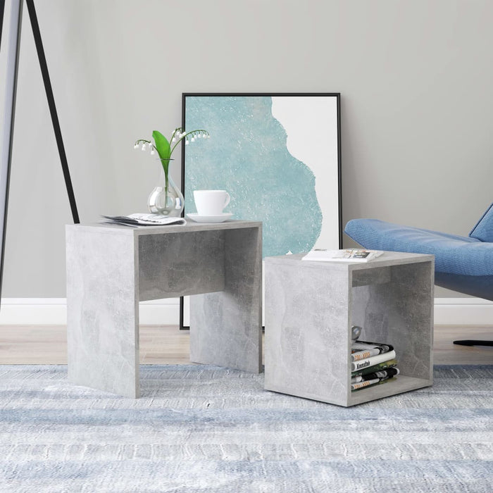 Set măsuțe de cafea, gri beton, 48x30x45 cm, lemn prelucrat WALTI
