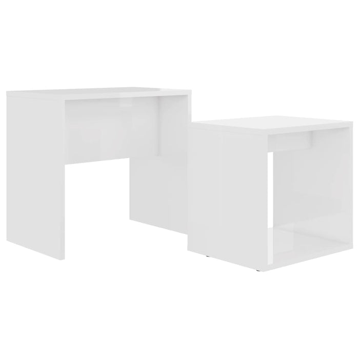 Set măsuțe de cafea alb extralucios 48x30x45 cm lemn prelucrat WALTI