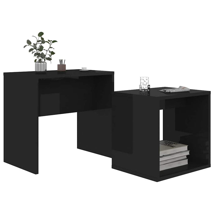 Set măsuțe de cafea negru extralucios 48x30x45cm lemn prelucrat WALTI