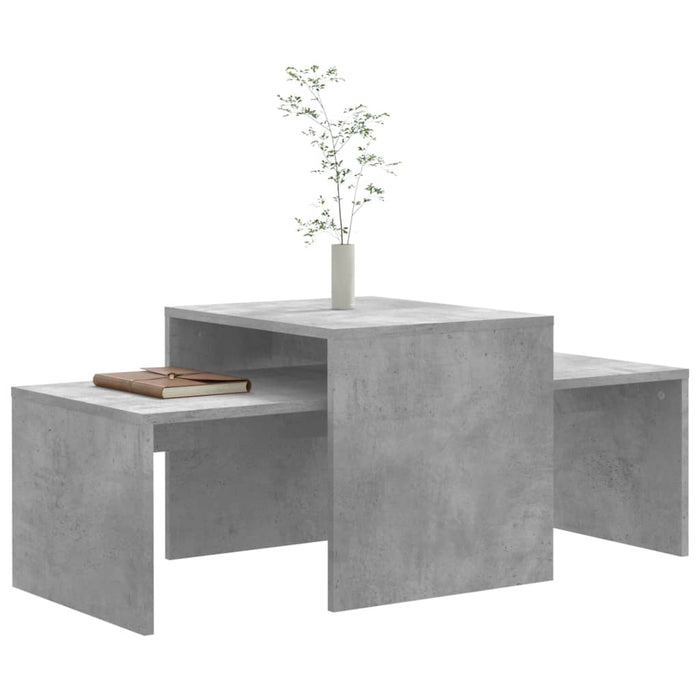 Set măsuțe de cafea, gri beton, 100x48x40 cm, lemn prelucrat - WALTI WALTI