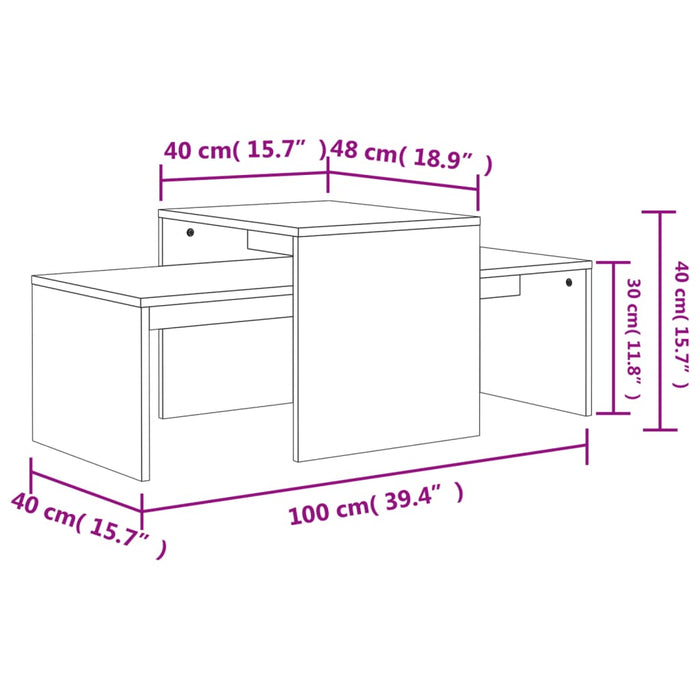 Set măsuțe de cafea, gri beton, 100x48x40 cm, lemn prelucrat - WALTI WALTI