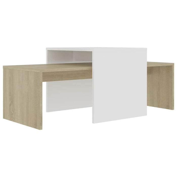 Set măsuță cafea alb & stejar sonoma 100x48x40cm lemn prelucrat WALTI