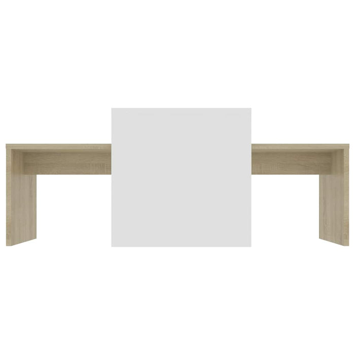 Set măsuță cafea alb & stejar sonoma 100x48x40cm lemn prelucrat WALTI