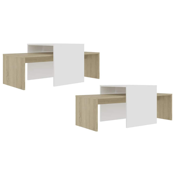 Set măsuță cafea alb & stejar sonoma 100x48x40cm lemn prelucrat WALTI