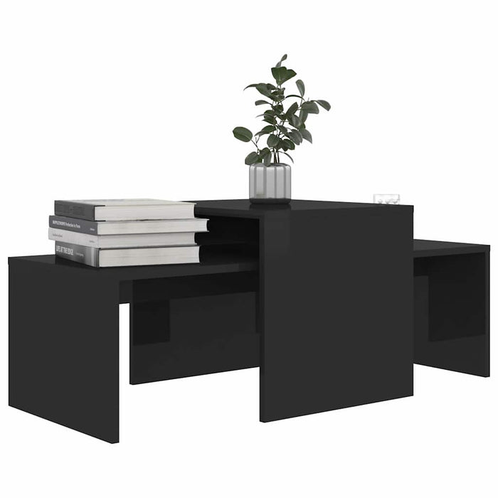 Set măsuțe cafea negru extralucios 100x48x40 cm lemn prelucrat WALTI