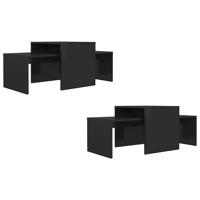 Set măsuțe cafea negru extralucios 100x48x40 cm lemn prelucrat WALTI