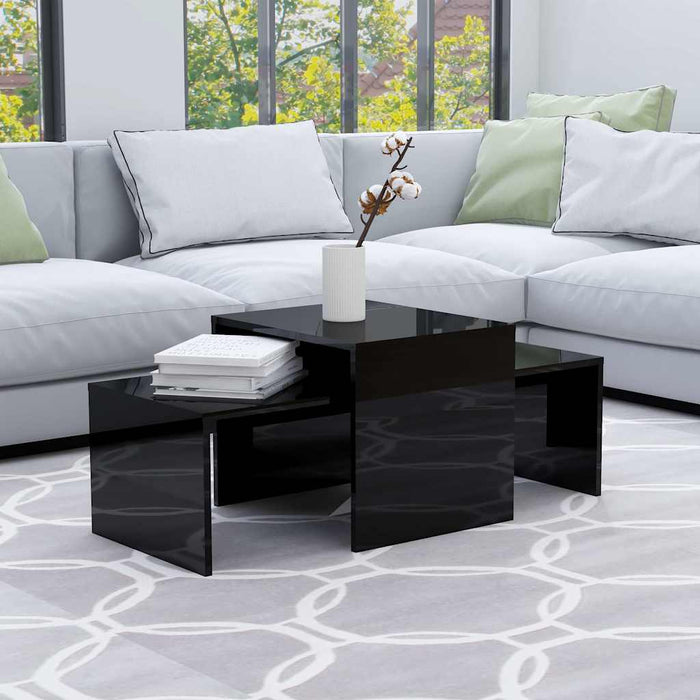 Set măsuțe cafea negru extralucios 100x48x40 cm lemn prelucrat WALTI