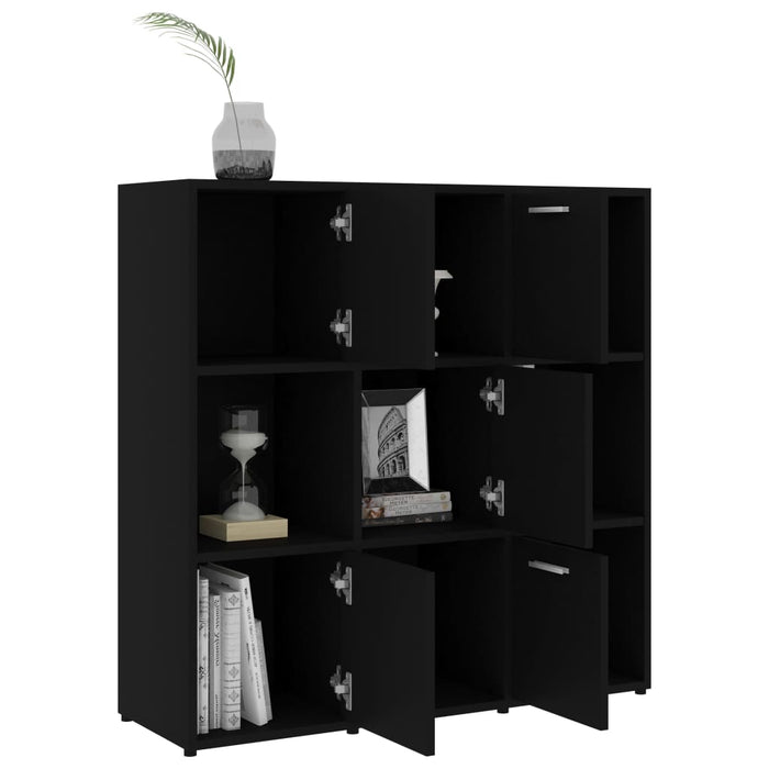 Bibliotecă, negru, 90x30x90 cm, lemn prelucrat WALTI