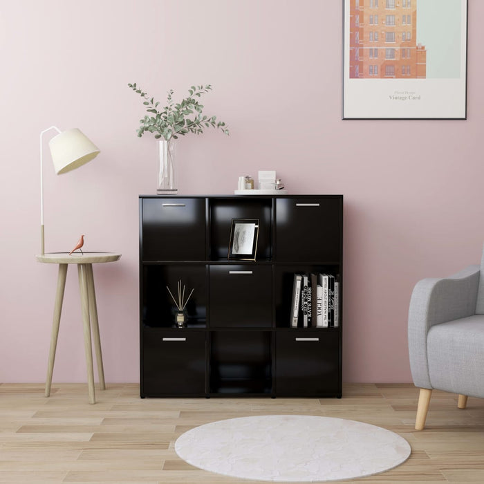 Bibliotecă, negru, 90x30x90 cm, lemn prelucrat WALTI