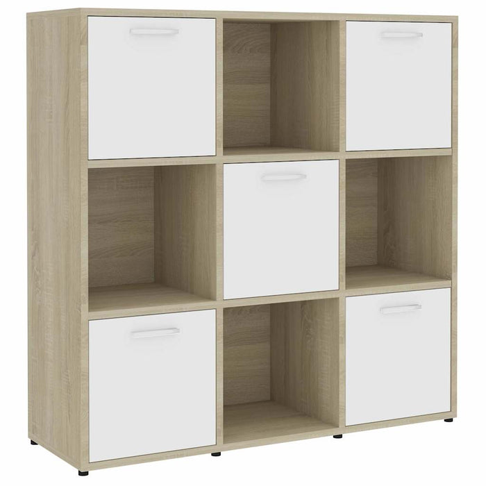 Bibliotecă, alb și stejar Sonoma, 90x30x90 cm, lemn prelucrat WALTI