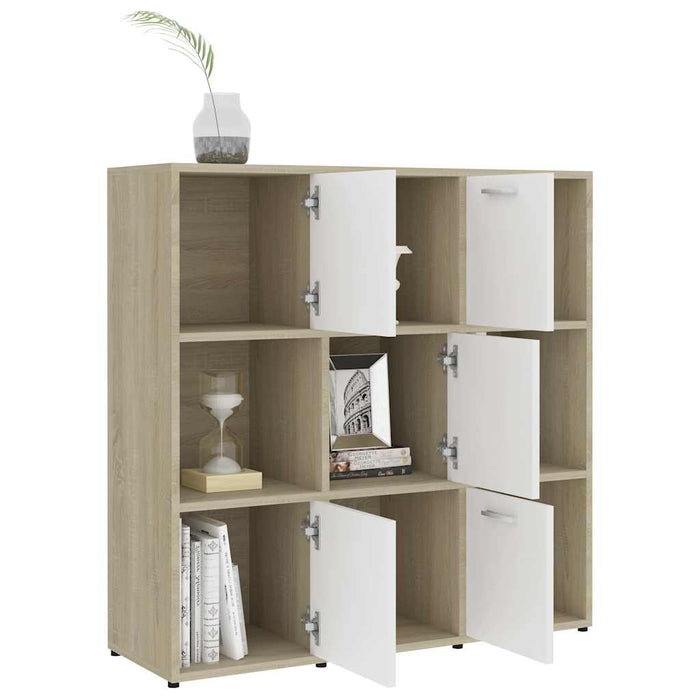 Bibliotecă, alb și stejar Sonoma, 90x30x90 cm, lemn prelucrat WALTI