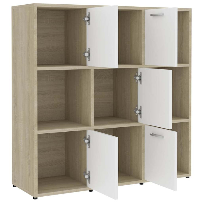 Bibliotecă, alb și stejar Sonoma, 90x30x90 cm, lemn prelucrat WALTI
