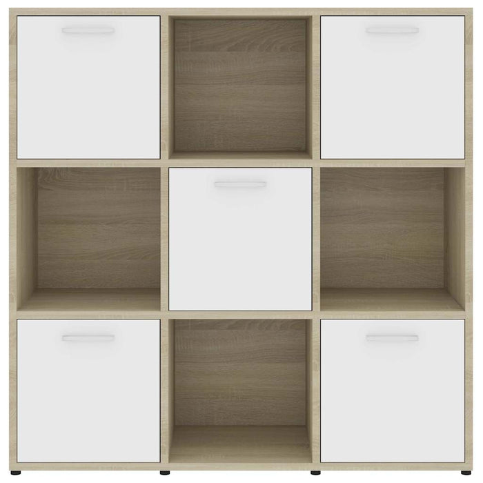 Bibliotecă, alb și stejar Sonoma, 90x30x90 cm, lemn prelucrat WALTI