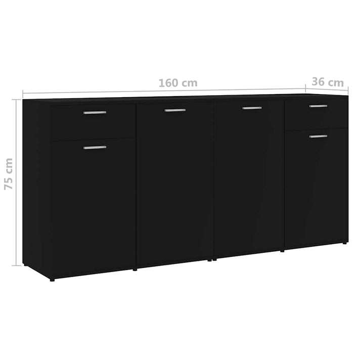 Servantă, negru, 160 x 36 x 75 cm, lemn prelucrat WALTI