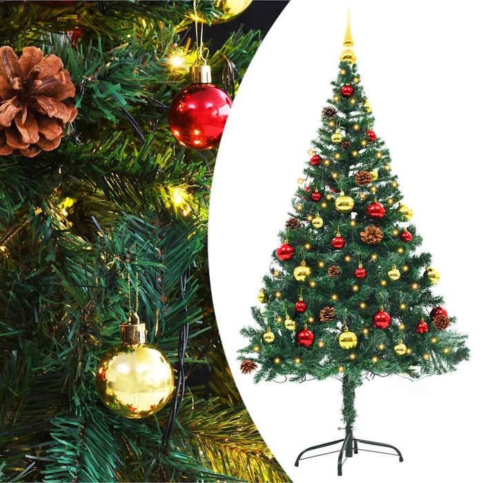 Brad de Crăciun artificial pre-iluminat cu globuri verde 150 cm - WALTI WALTI