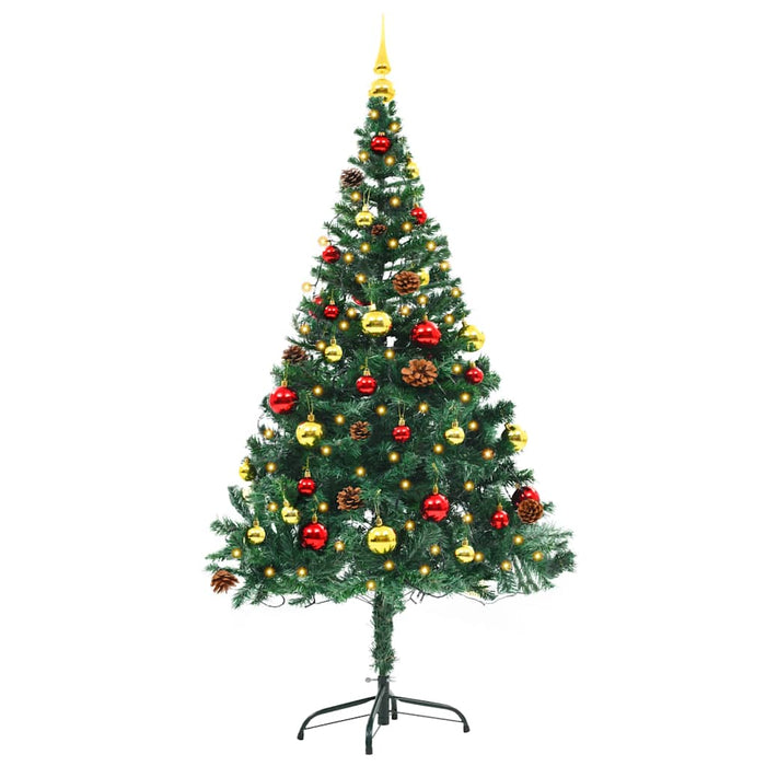 Brad de Crăciun artificial pre-iluminat cu globuri verde 150 cm - WALTI WALTI