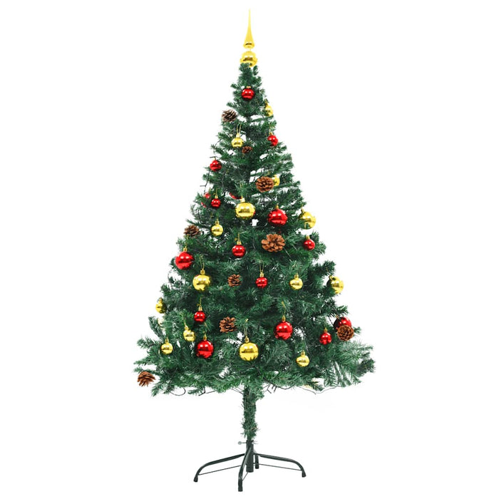Brad de Crăciun artificial pre-iluminat cu globuri verde 150 cm - WALTI WALTI