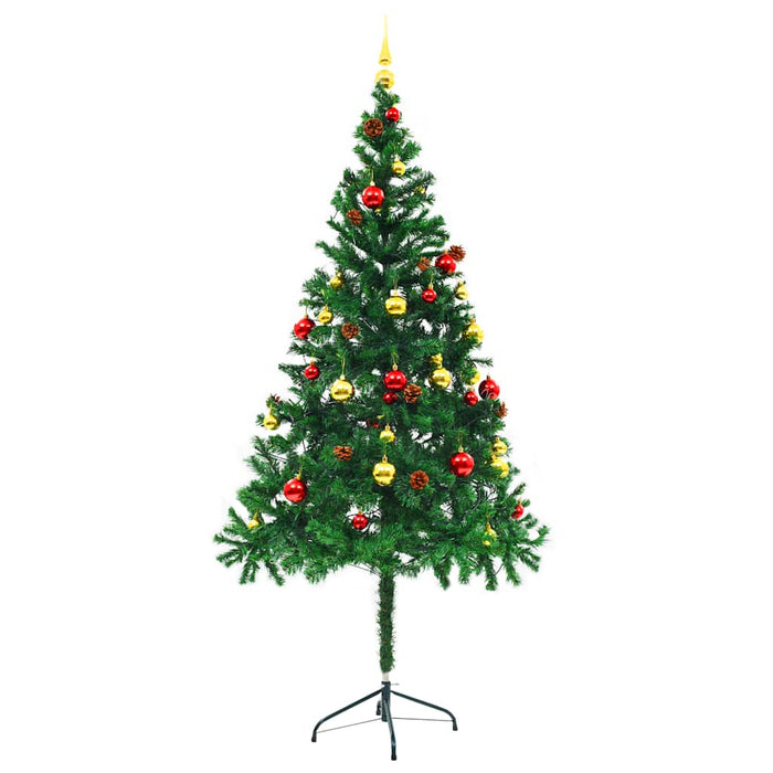 Brad de Crăciun artificial pre-iluminat cu globuri verde 180 cm - WALTI WALTI