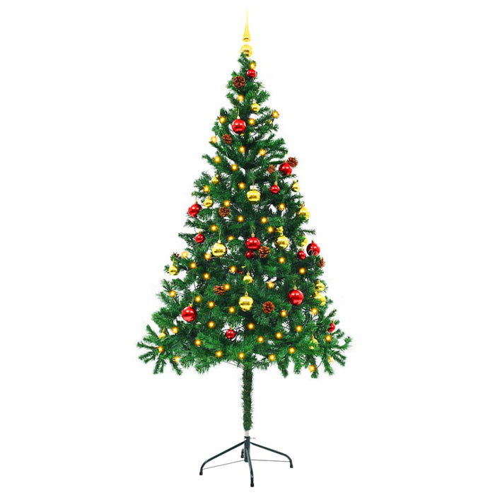 Brad de Crăciun artificial pre-iluminat cu globuri verde 180 cm - WALTI WALTI