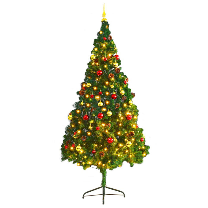 Brad de Crăciun artificial pre-iluminat cu globuri verde 210 cm - WALTI WALTI