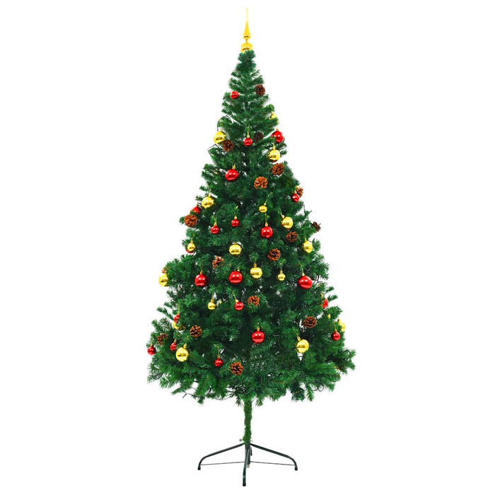 Brad de Crăciun artificial pre-iluminat cu globuri verde 210 cm - WALTI WALTI