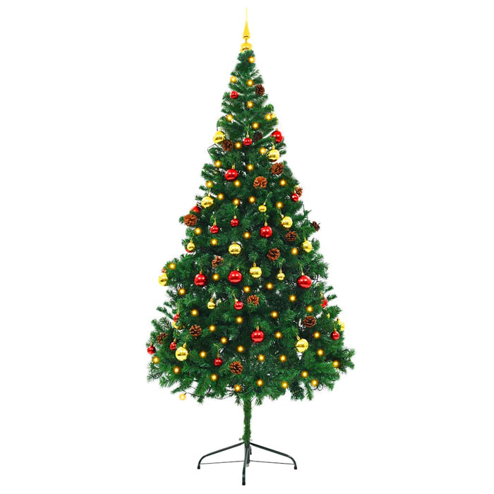 Brad de Crăciun artificial pre-iluminat cu globuri verde 210 cm - WALTI WALTI