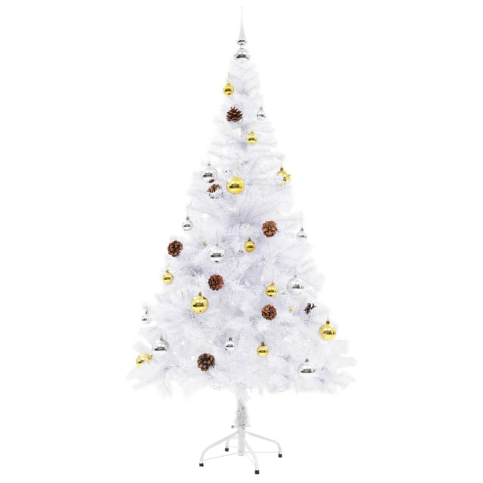 Brad de Crăciun artificial pre-iluminat cu globuri, alb, 150 cm - WALTI WALTI