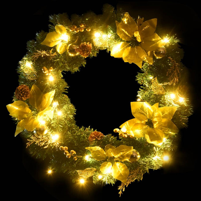Coroană de Crăciun cu lumini LED verzi, 60 cm, PVC - WALTI WALTI