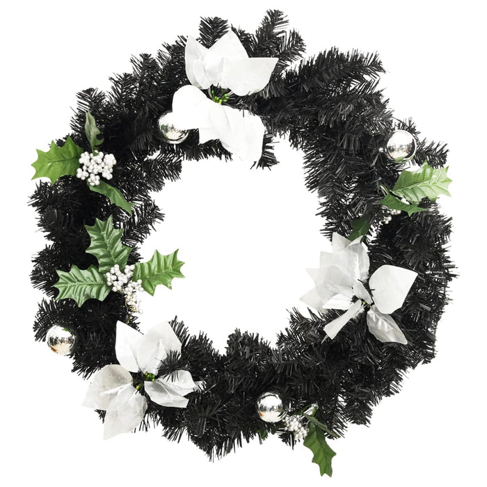 Coroniță de Crăciun cu becuri LED, negru, 60 cm, PVC WALTI