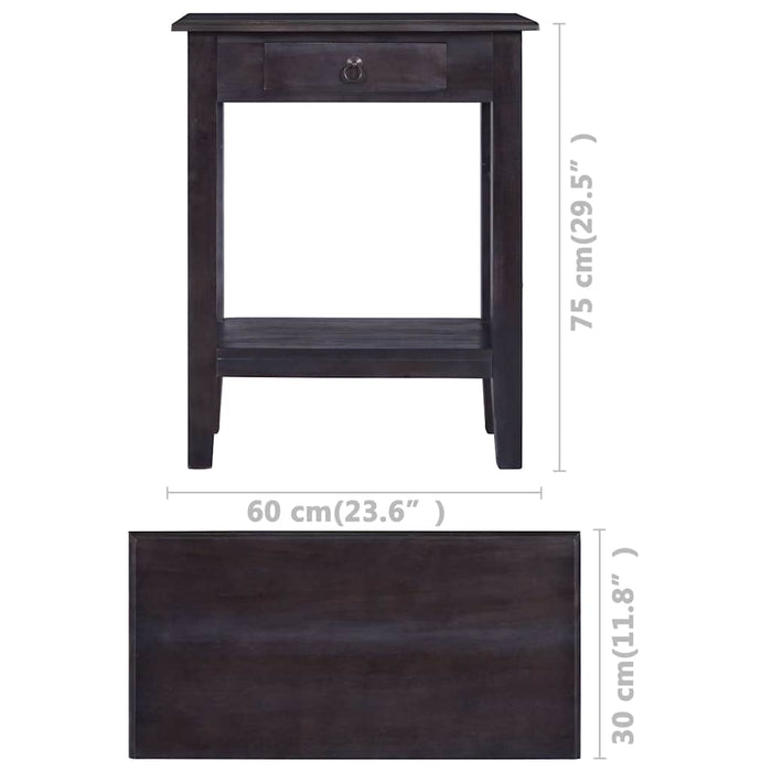 Masă consolă negru cafeniu deschis 60x30x75cm lemn masiv mahon WALTI