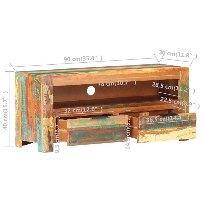 Comodă TV, 90 x 30 x 40 cm, lemn masiv reciclat WALTI
