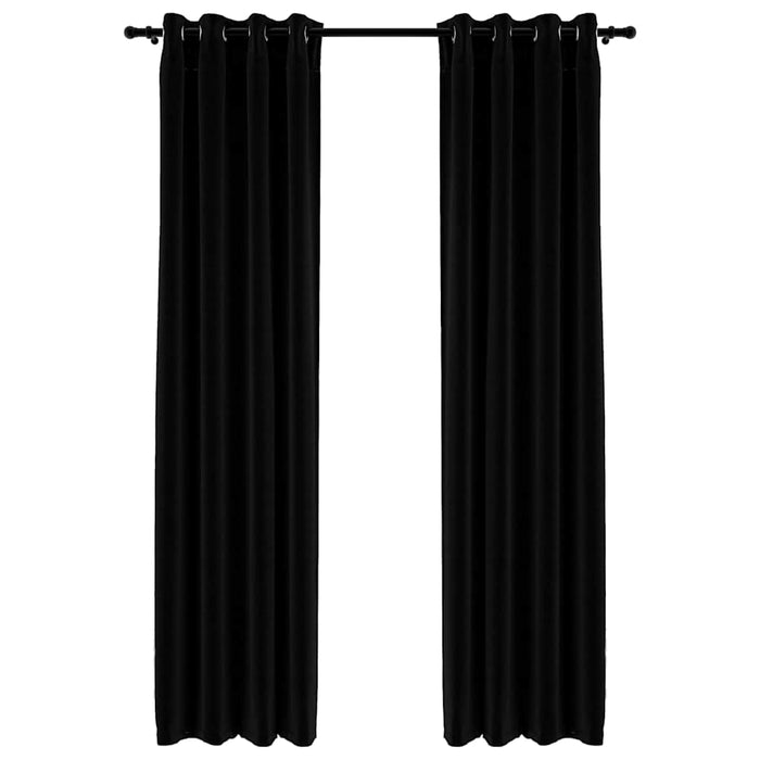 Draperii opace, aspect in, cu ocheți, 2 buc., negru, 140x225 cm - WALTI WALTI