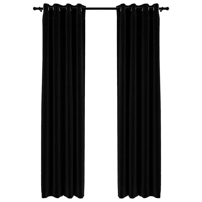 Perdele opace, aspect pânză, ocheți, 2 buc., negru, 140x245 cm - WALTI WALTI