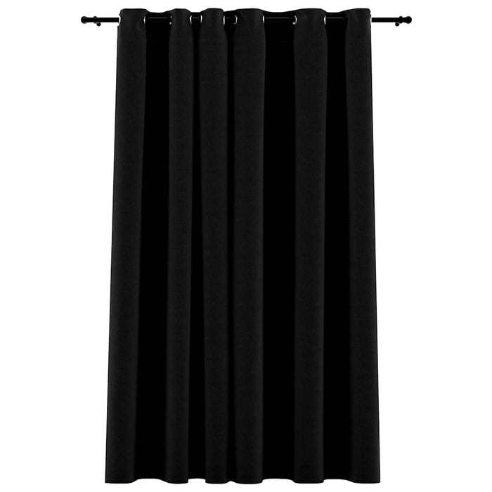Perdea opacă, aspect pânză, cu ocheți, negru, 290 x 245 cm - WALTI WALTI