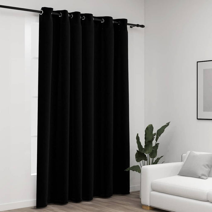 Perdea opacă, aspect pânză, cu ocheți, negru, 290 x 245 cm - WALTI WALTI