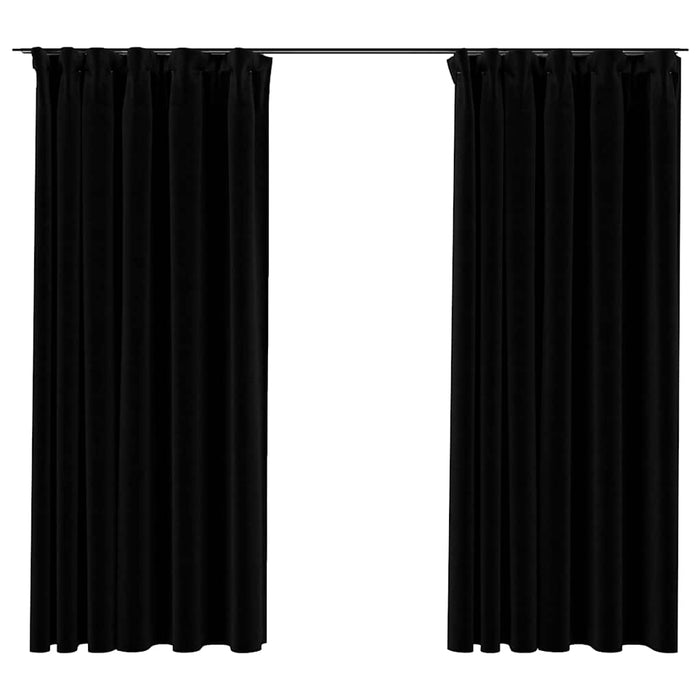 Draperii opace aspect in, cârlige, 2 buc., negru, 140 x 175 cm - WALTI WALTI