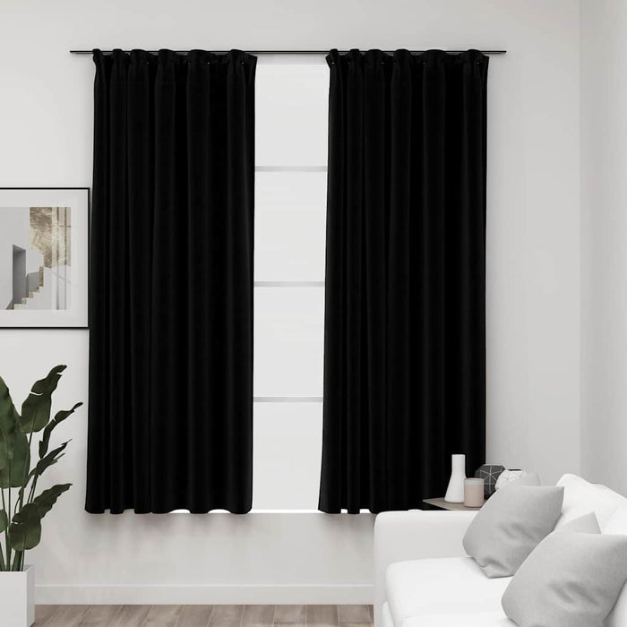 Draperii opace aspect in, cârlige, 2 buc., negru, 140 x 175 cm - WALTI WALTI