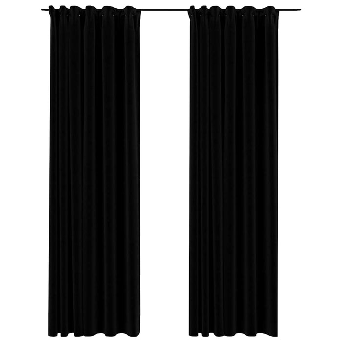 Perdele opace aspect pânză, cârlige, 2 buc., negru, 140x225 cm - WALTI WALTI