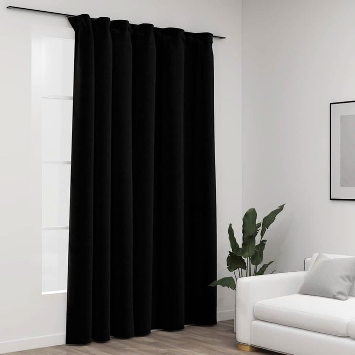 Draperii opace, aspect de in, negru, 290 x 245 cm, cu cârlige - WALTI WALTI