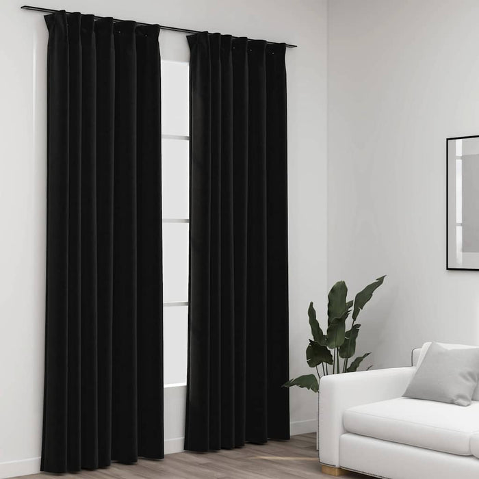 Draperii opace aspect in, cârlige, 2 buc., antracit, 140x245 cm - WALTI WALTI