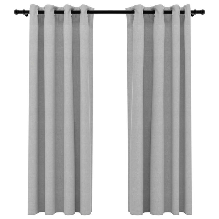 Draperii opace, aspect in, cu ocheți, 2 buc., gri, 140x175 cm - WALTI WALTI