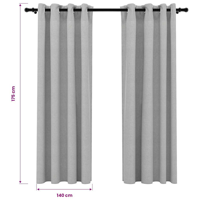 Draperii opace, aspect in, cu ocheți, 2 buc., gri, 140x175 cm - WALTI WALTI