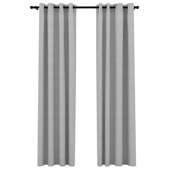 Perdele opace, aspect pânză, cu ocheți, 2 buc., gri, 140x225 cm - WALTI WALTI