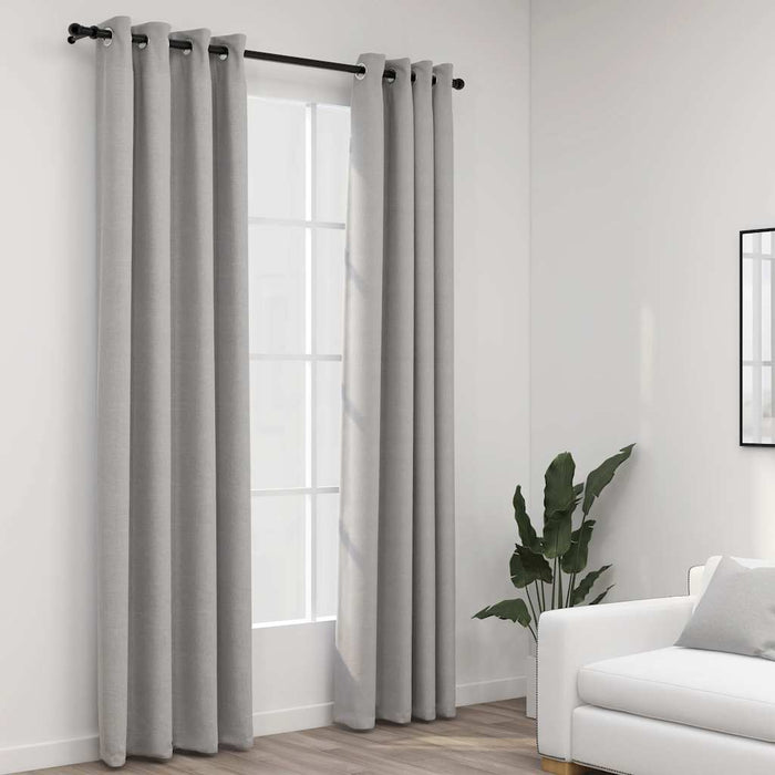Perdele opace, aspect pânză, cu ocheți, 2 buc., gri, 140x245 cm - WALTI WALTI