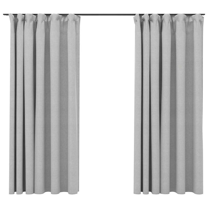Draperii opace aspect pânză, cu cârlige, 2 buc, gri, 140x175 cm - WALTI WALTI