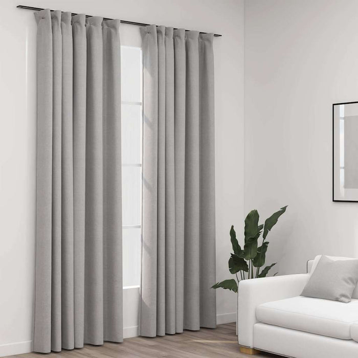 Perdele opace aspect pânză, cârlige, 2 buc. gri, 140x225 cm - WALTI WALTI