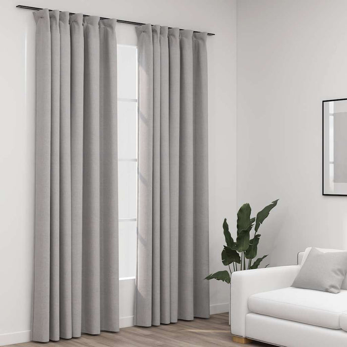Perdele opace aspect pânză, cârlige 2 buc. gri taupe 140x245 cm - WALTI WALTI